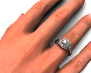 Flower Halo Engagement Ring White Gold