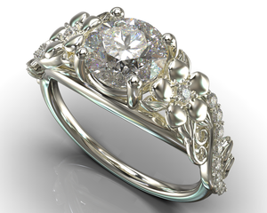 Flower White Gold Engagement Ring