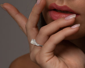 Flower White Gold Engagement Ring