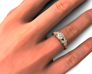 Unique Flower White Gold Solitaire Engagement Ring