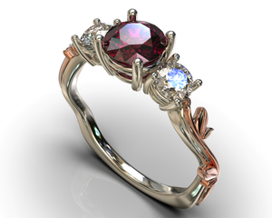 Floral Twig Ruby Engagement Ring