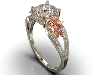 Unique Blooming White Gold Engagement Ring