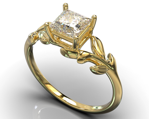 Unique Floral Diamond Engagement Ring With Leaves