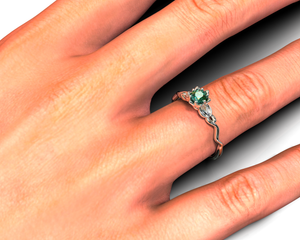 Unique Flower Emerald Engagement Ring