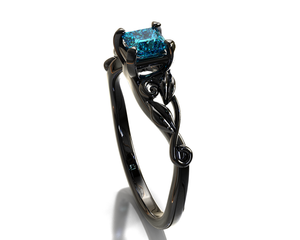 Black Gold London Blue Topaz Engagement Ring