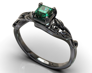 Black Gold Emerald Engagement Ring
