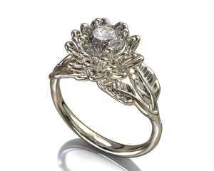Unique Flower Lab Grown Diamond Engagement Ring