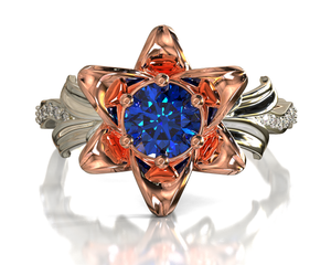 Unique Lily Floral Sapphire Engagement Ring