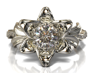 Blooming Moissanite Flower Engagement Ring