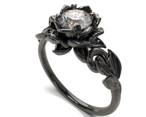 Gothic Diamond Flower Engagement Ring