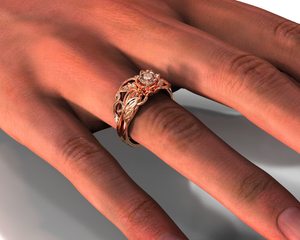 Unique Morganite Flower Bridal Ring Set