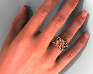 Morganite Floral Wedding Ring Set