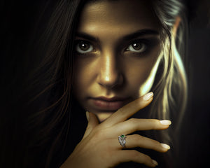 Emerald Flower Bridal Ring Set