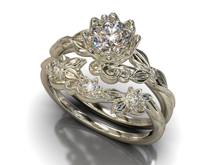 Leaf Moissanite Bridal Ring Set