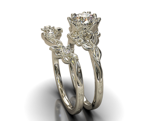 Leaf Moissanite Bridal Ring Set