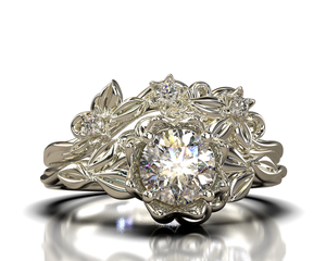 Leaf Moissanite Bridal Ring Set