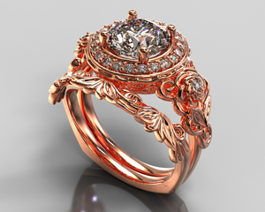 Unique Flower Diamond Bridal Ring Set