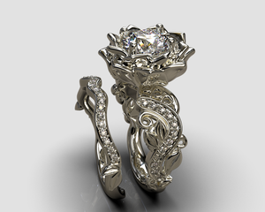 Exclusive Flower Diamond Wedding Ring Set