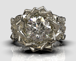 Exclusive Flower Diamond Wedding Ring Set