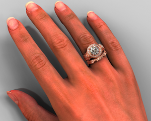 Unique Flower Diamond Bridal Ring Set