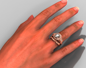 Unique Flower Diamond Bridal Ring Set