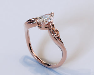 14K Rose Gold Engagement Ring With Diamond - Pear Cut