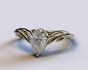 14K Gold Pear Shaped Diamond Engagement Ring 
