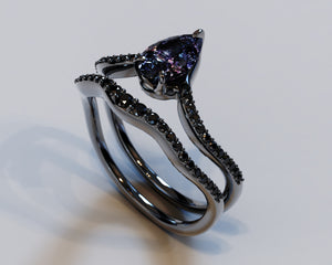 Alexandrite With Diamonds Engagement Ring Set