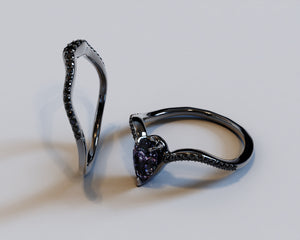 Alexandrite With Diamonds Engagement Ring Set