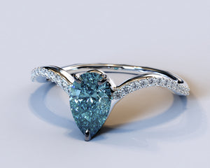 Teal Sapphire Engagement Ring Set