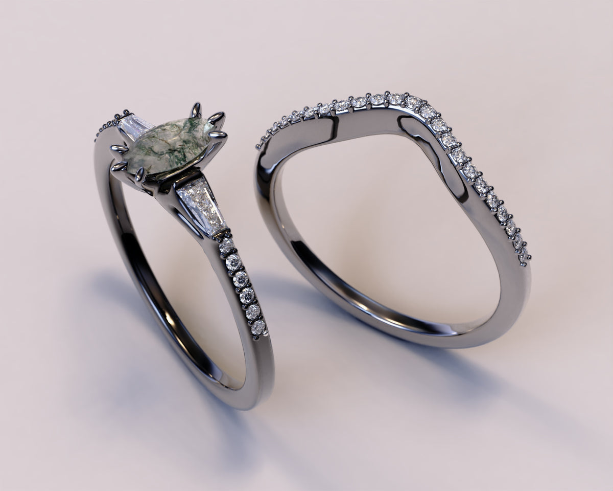 Moss Agate Engagement Ring