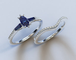 Sapphire Marquise Engagement Ring Set