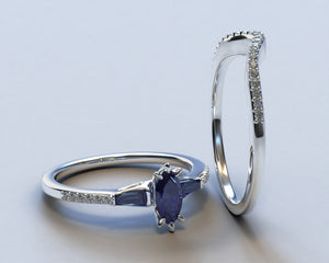 Sapphire Marquise Engagement Ring Set