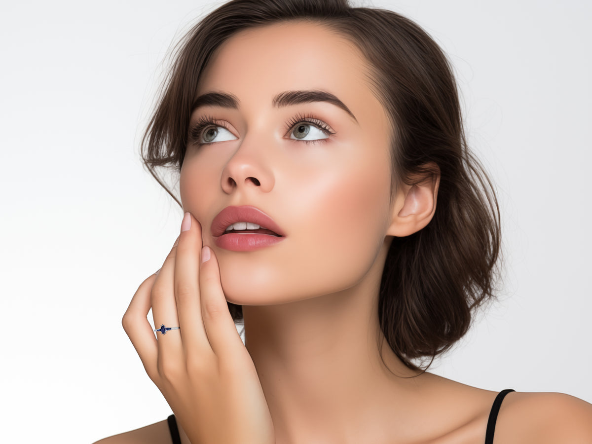 Sapphire Marquise Engagement Ring Set