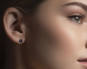 Minimalist Alexandrite Earrings - Lotus Earrings