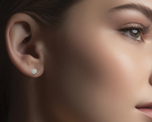 Diamond Stud Earrings - Lotus Earrings