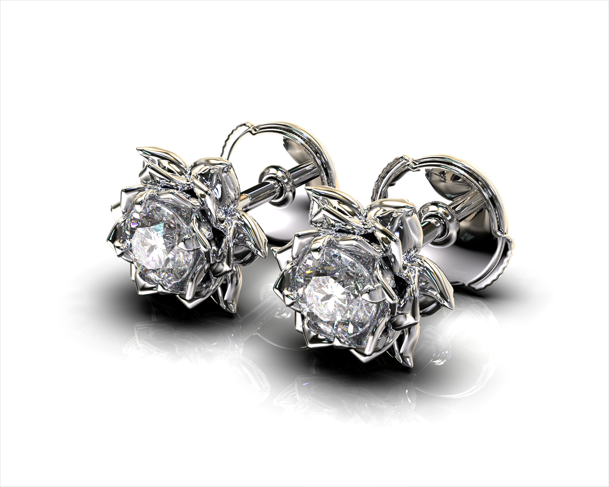 Lab Created Diamond Earrings - Lotus Earrings