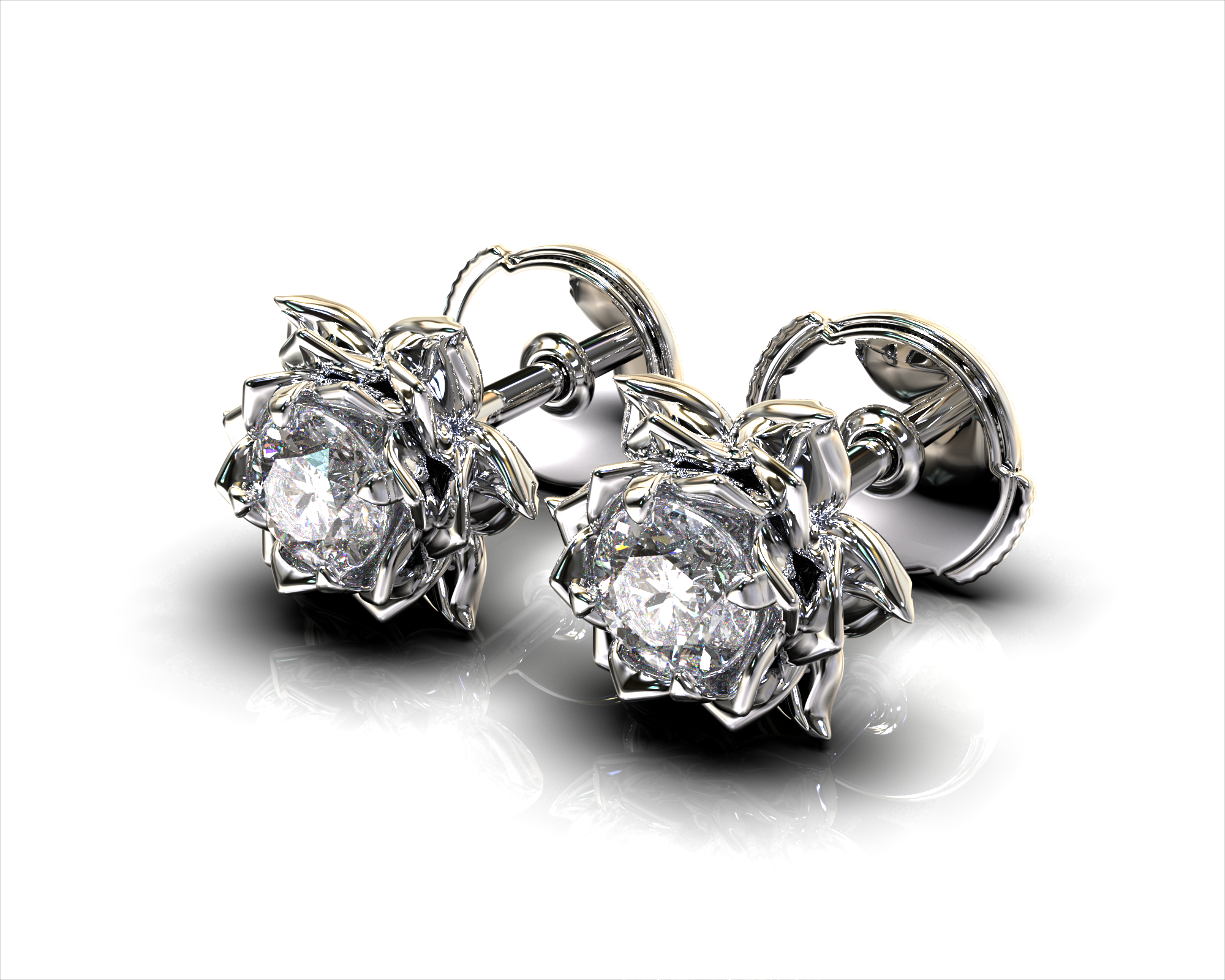 Lotus diamond earrings deals