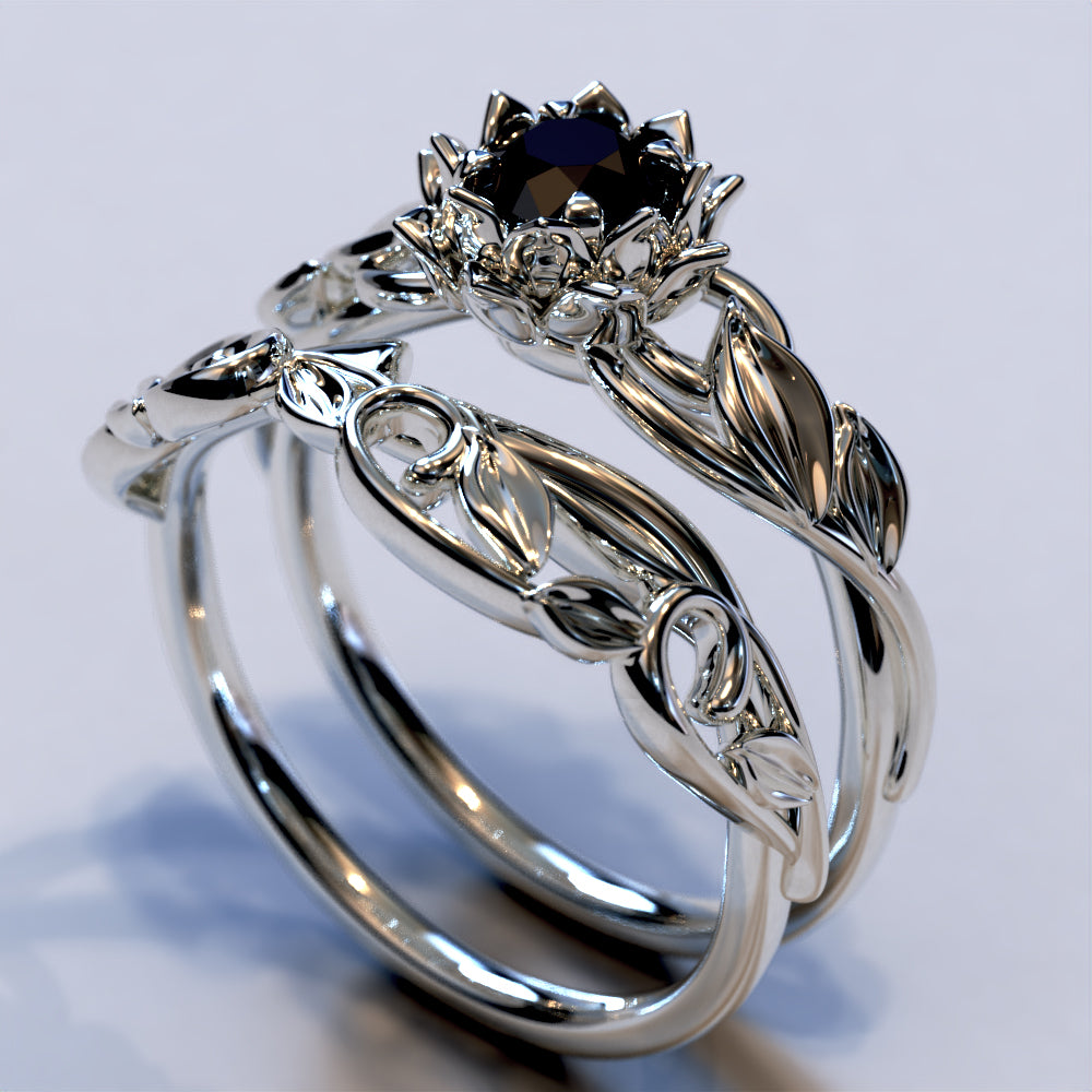 Black Diamond engagement ring set