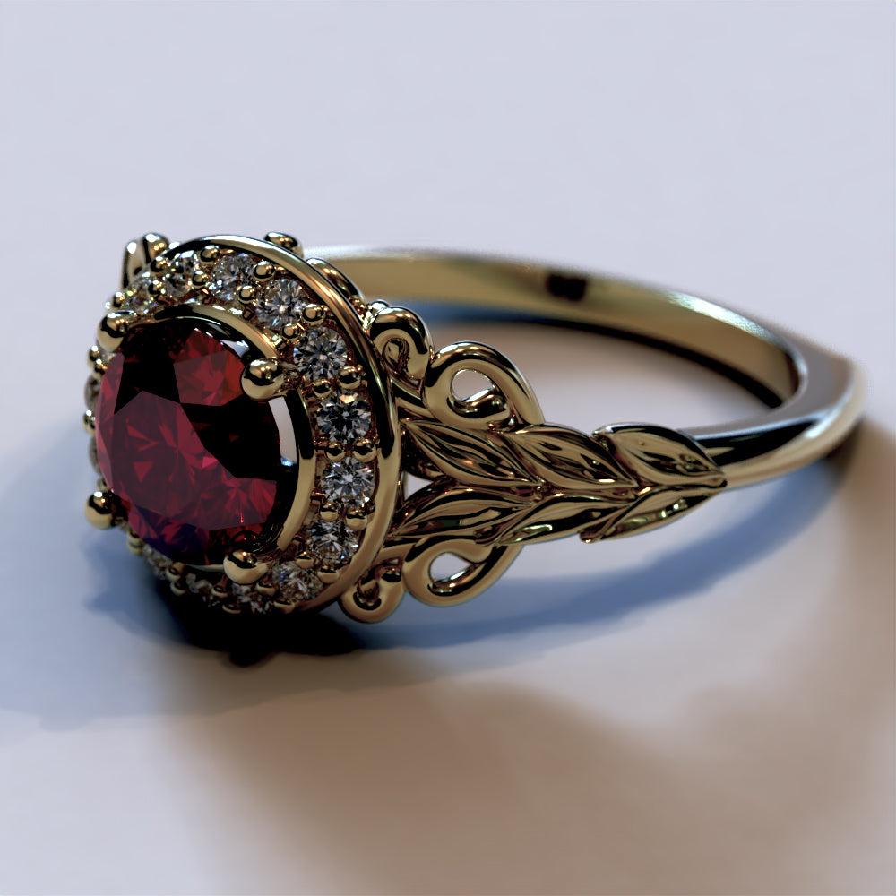 Ruby engagement Ring with diamonds