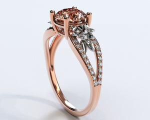 Unique Floral Morganite Engagement Ring