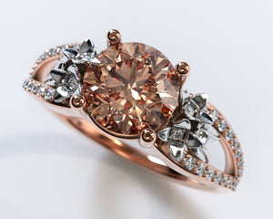 Unique Floral Morganite Engagement Ring