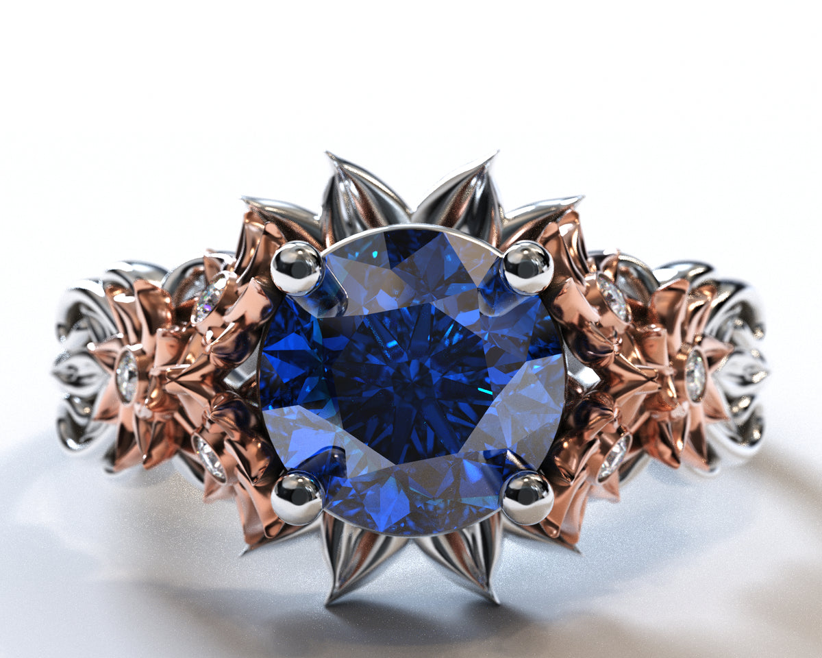 Flower Engagement Ring Sapphire
