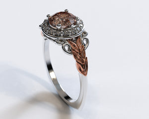Flower Morganite Halo Engagement Ring