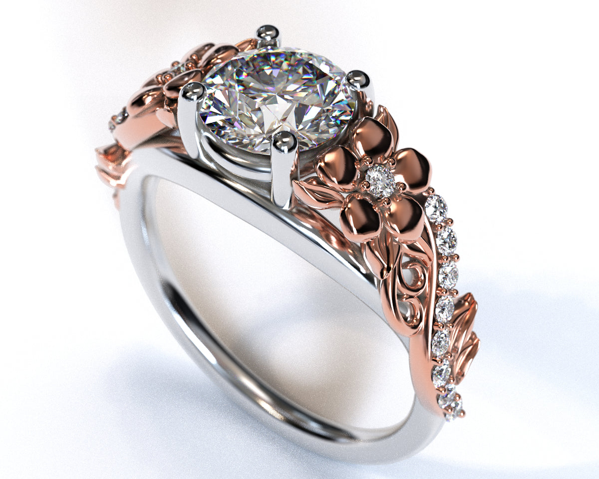 Unique Lotus Flower Engagement Ring