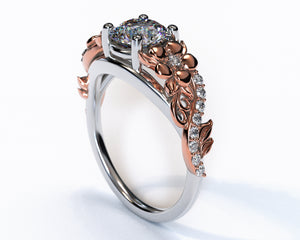 Unique Lotus Flower Engagement Ring