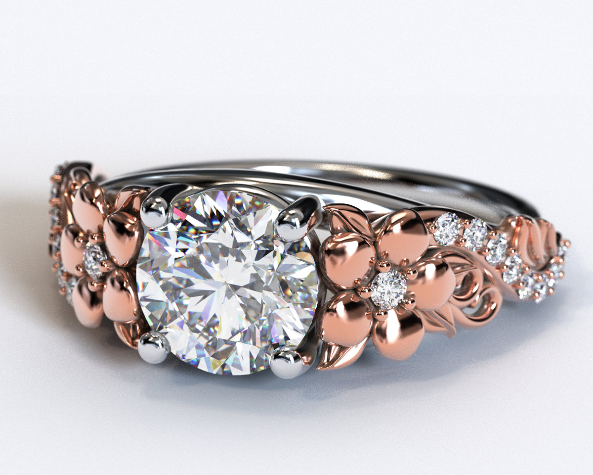 Unique Lotus Flower Engagement Ring