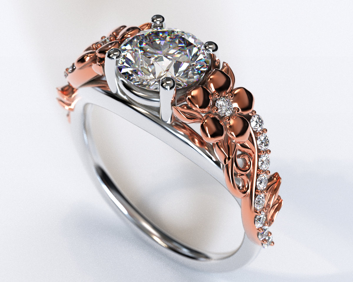 Unique Lotus Flower Engagement Ring