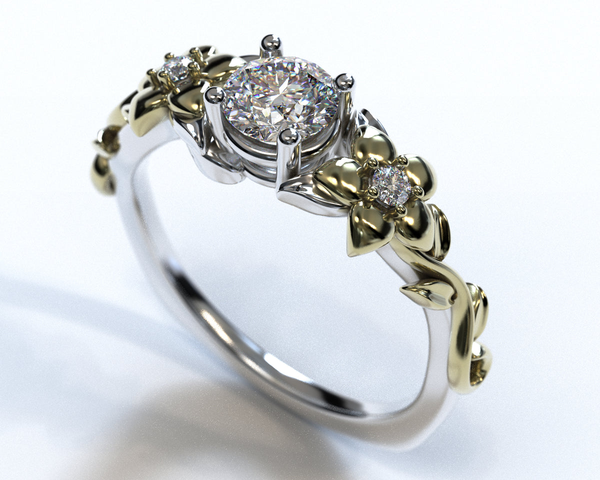 Diamond Flower Engagement Ring