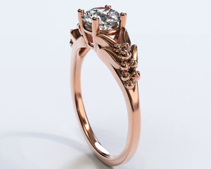 Unique Flower Shaped Solitaire Rose Gold Engagement Ring